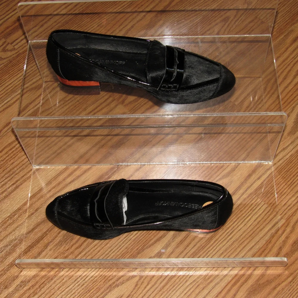 REBECCA MINKOFF Black Fur Dyed Loafers Size 7M - Picture 2 of 5
